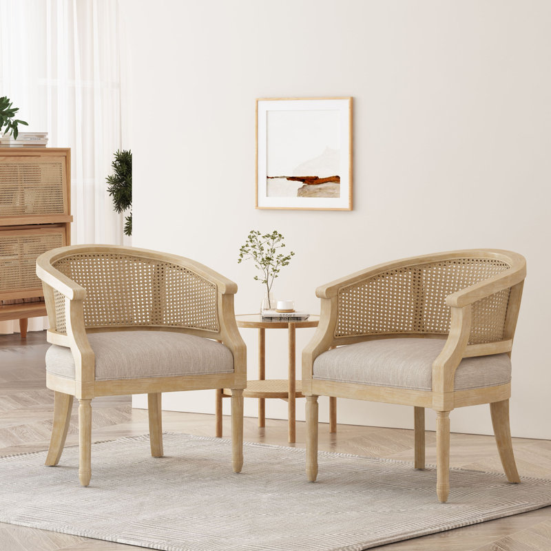 Laurel Foundry Modern Farmhouse Kurz Wood And Cane Accent Chair Set Of 2 Reviews Wayfair